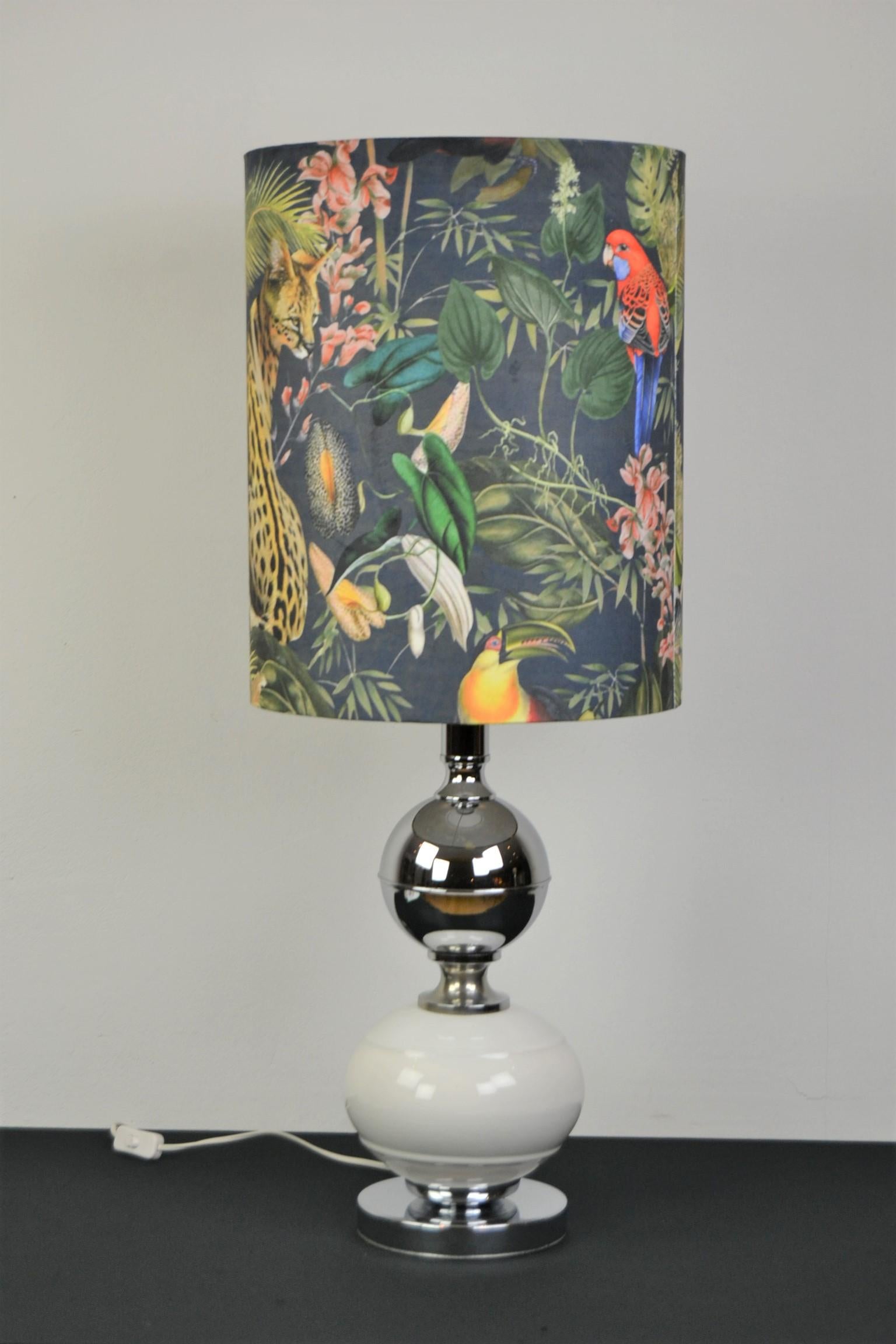 European Ceramic and Chrome Table Lamp, 1970s For Sale