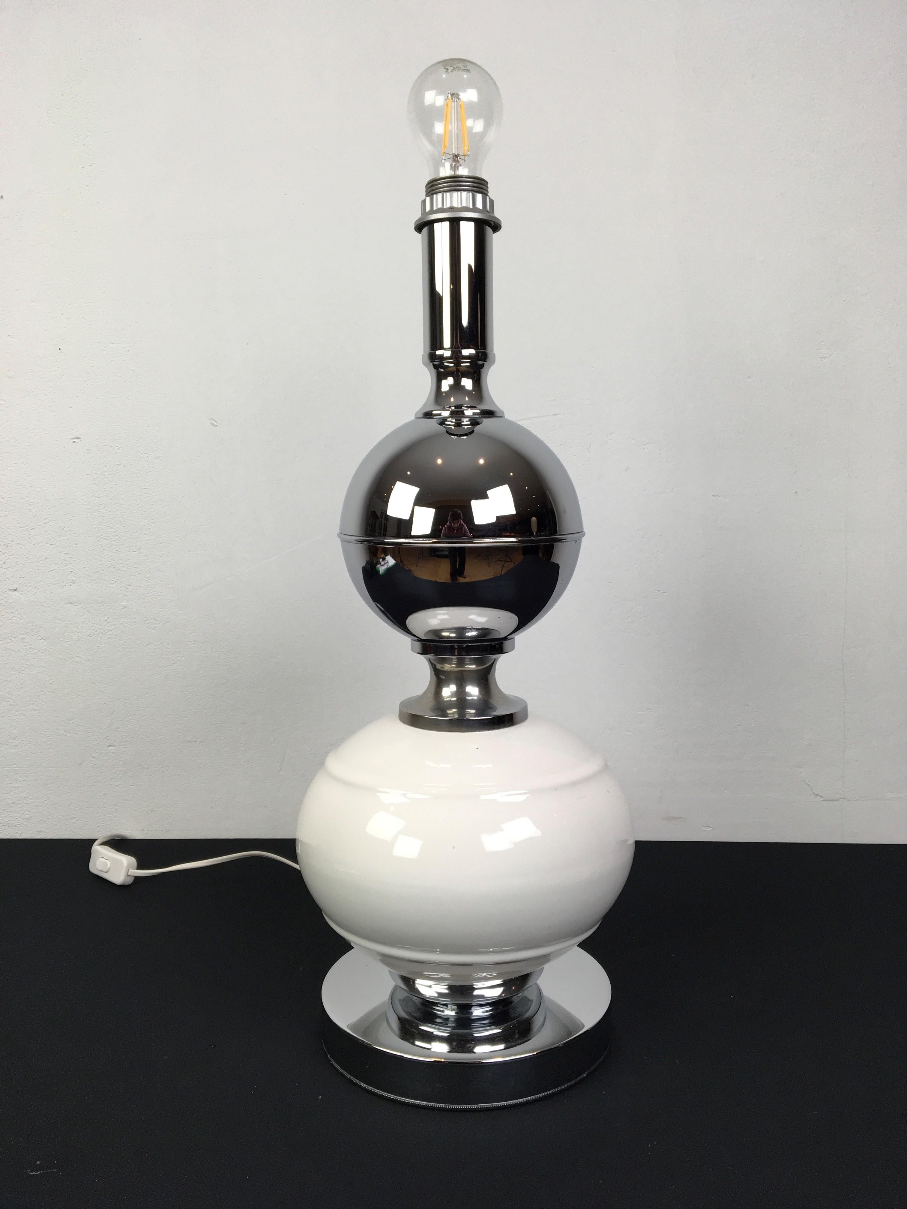 Ceramic and Chrome Table Lamp, 1970s In Good Condition For Sale In Antwerp, BE