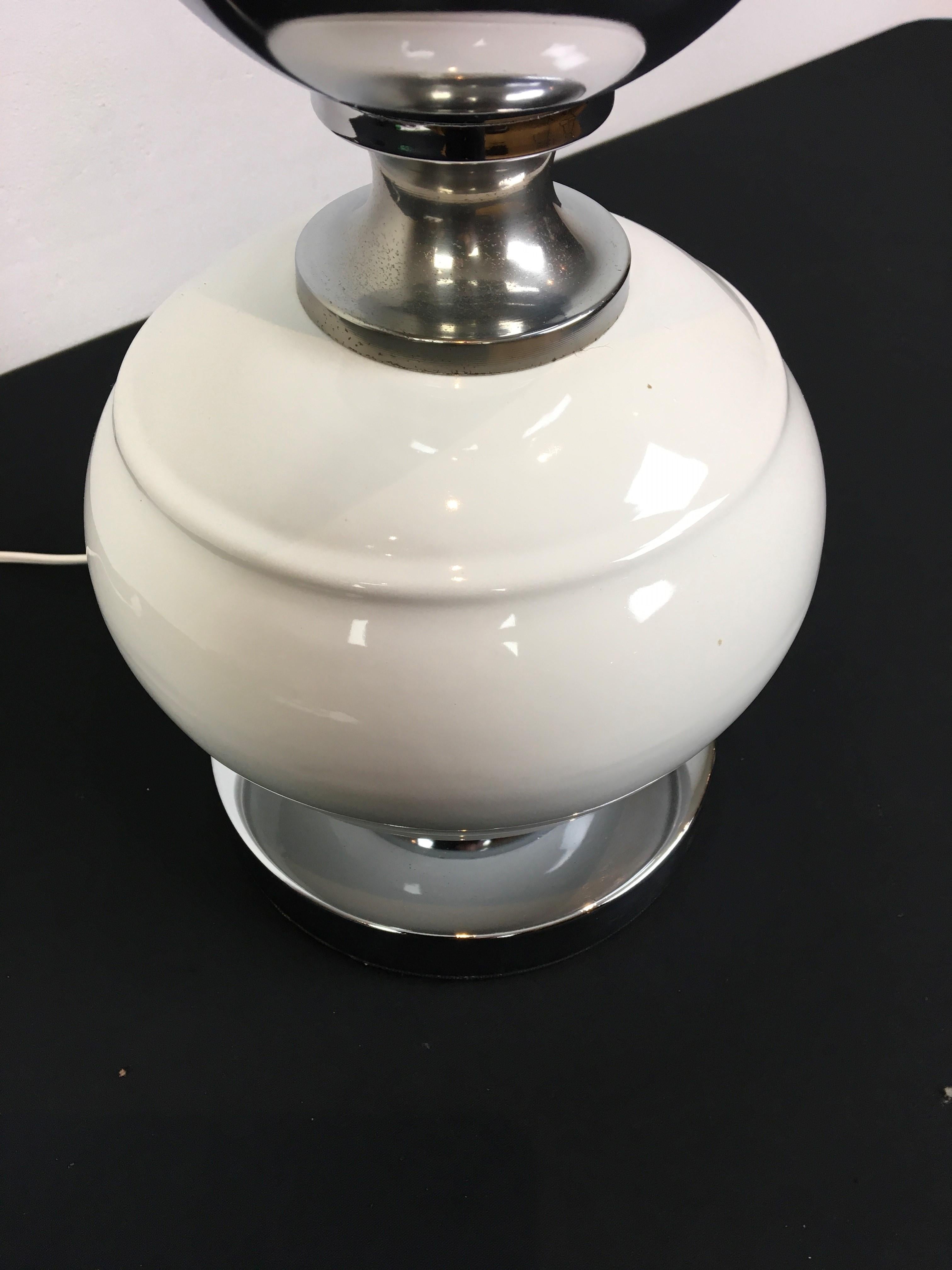 Metal Ceramic and Chrome Table Lamp, 1970s For Sale