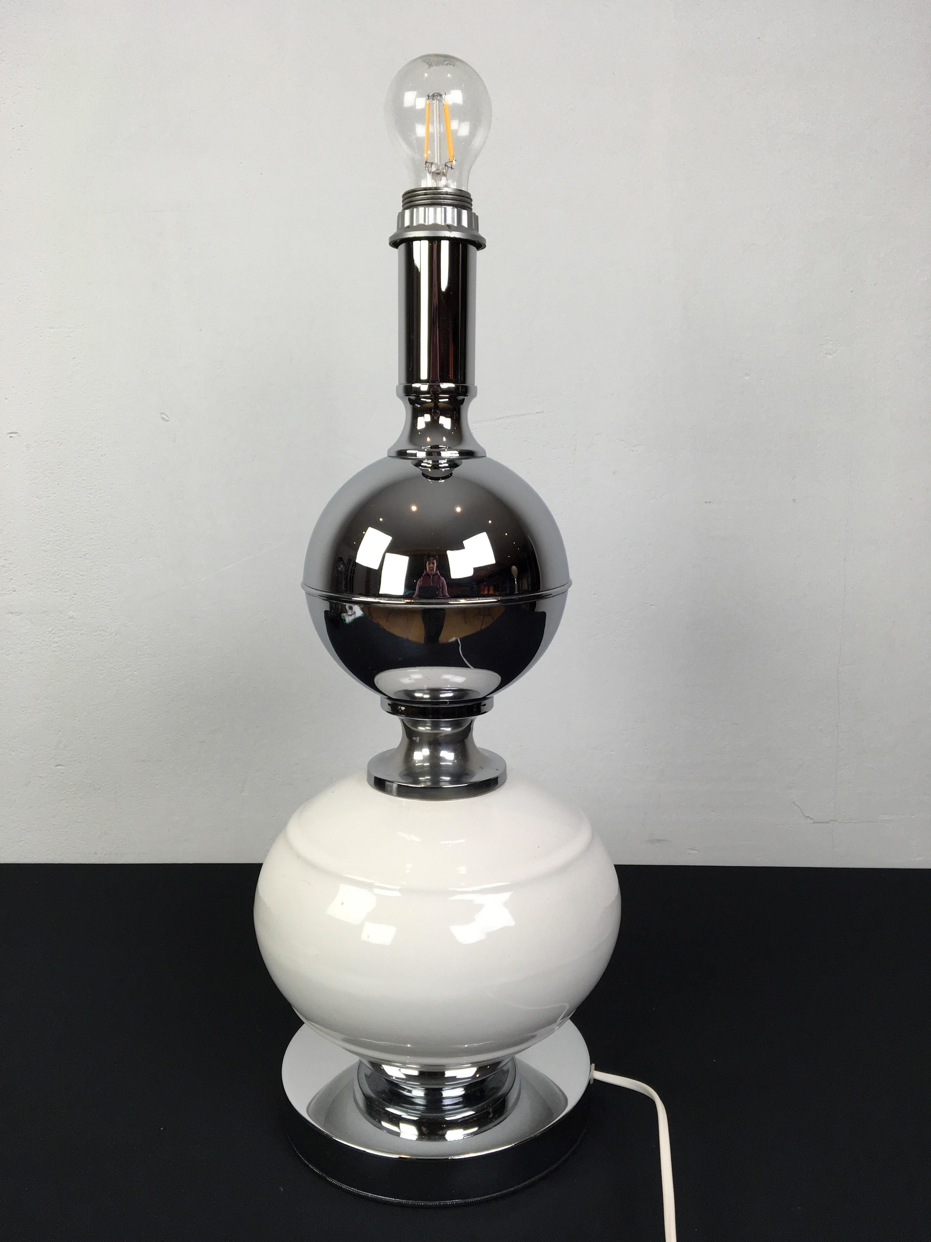 Ceramic and Chrome Table Lamp, 1970s For Sale 2