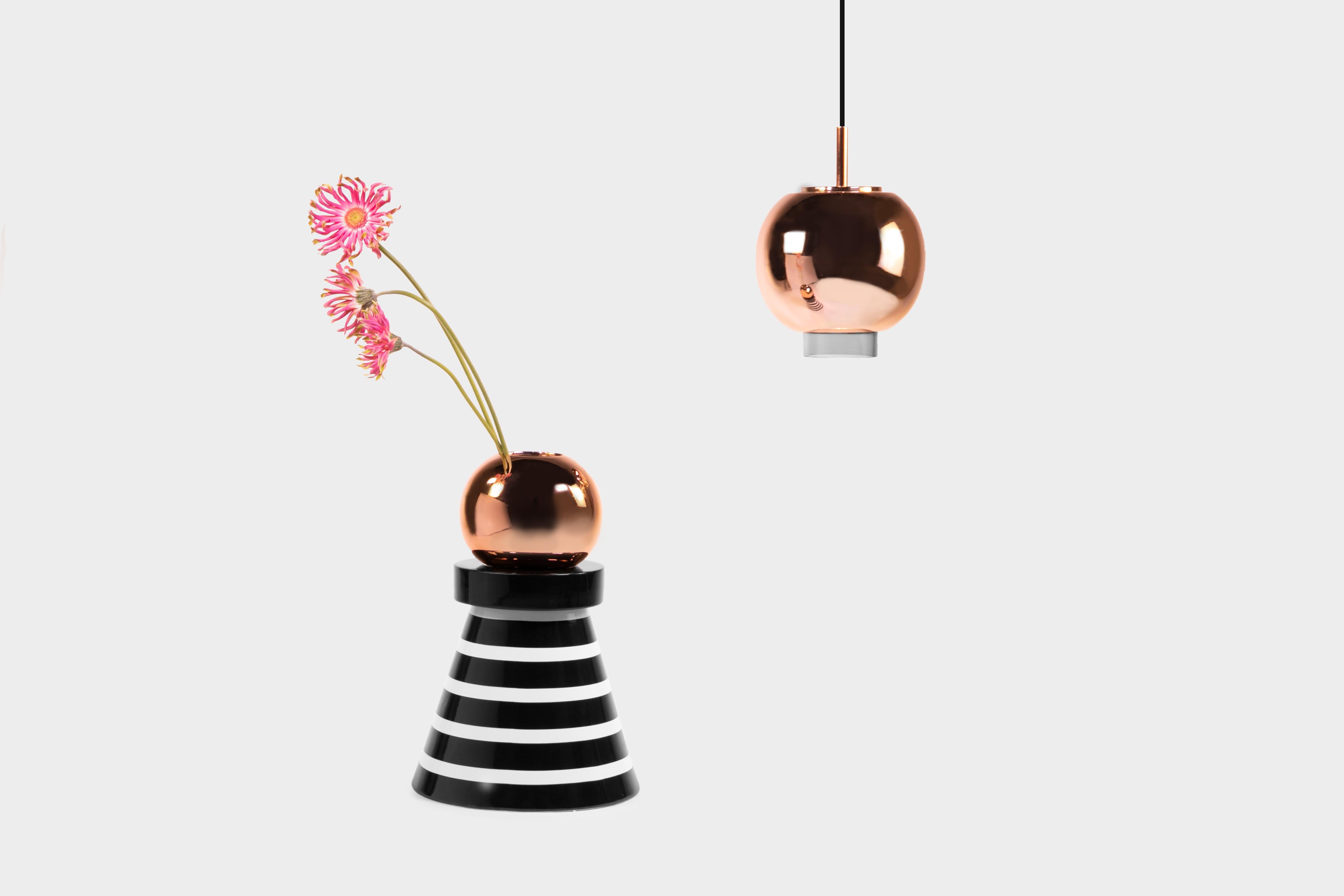Belgian Ceramic and Copper Pendant Light by Eric Willemart