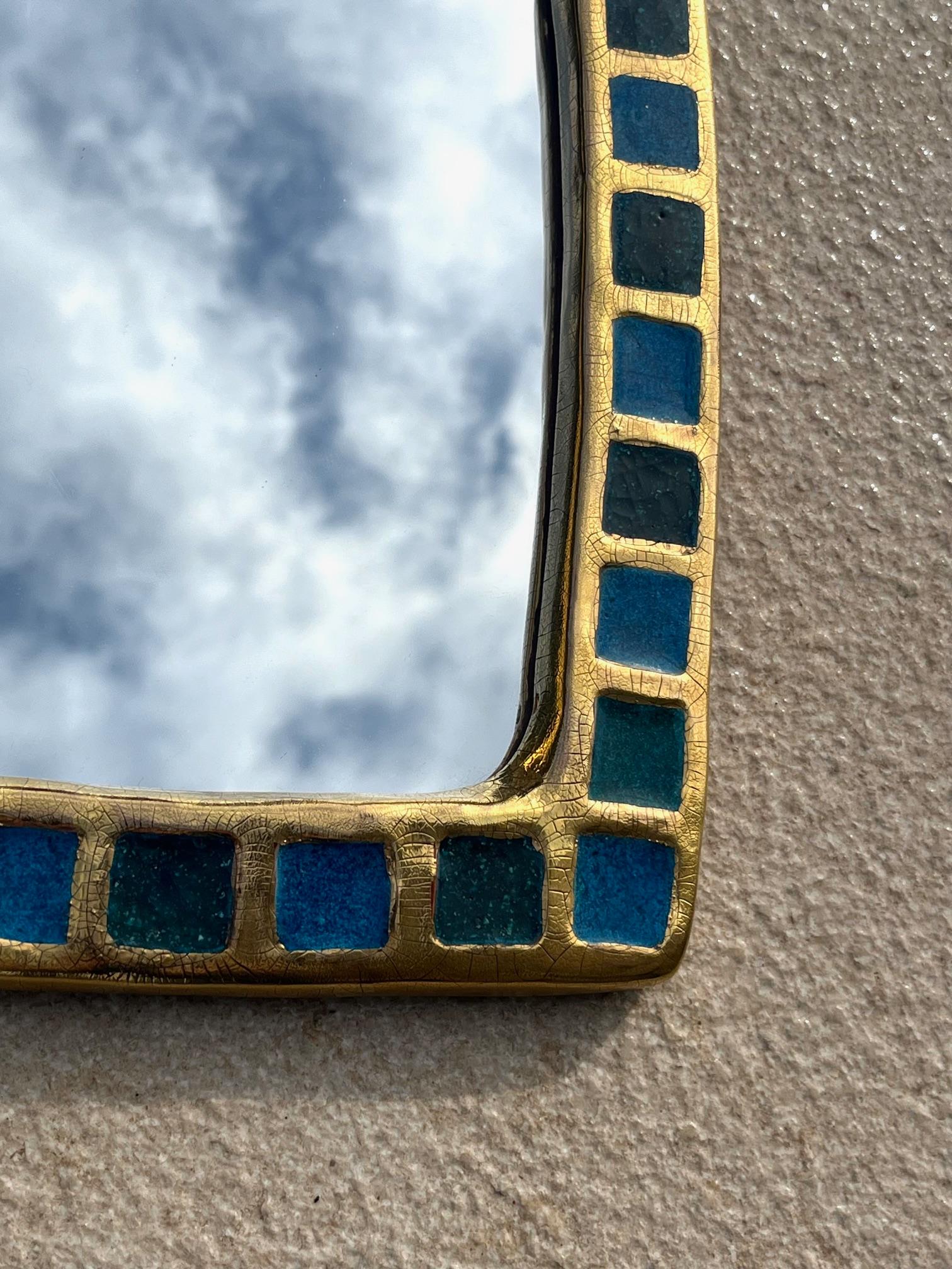 Miroir en céramique et verre cristallisé de Mithé Espelt, Lunel, milieu des années 1950' en vente 3