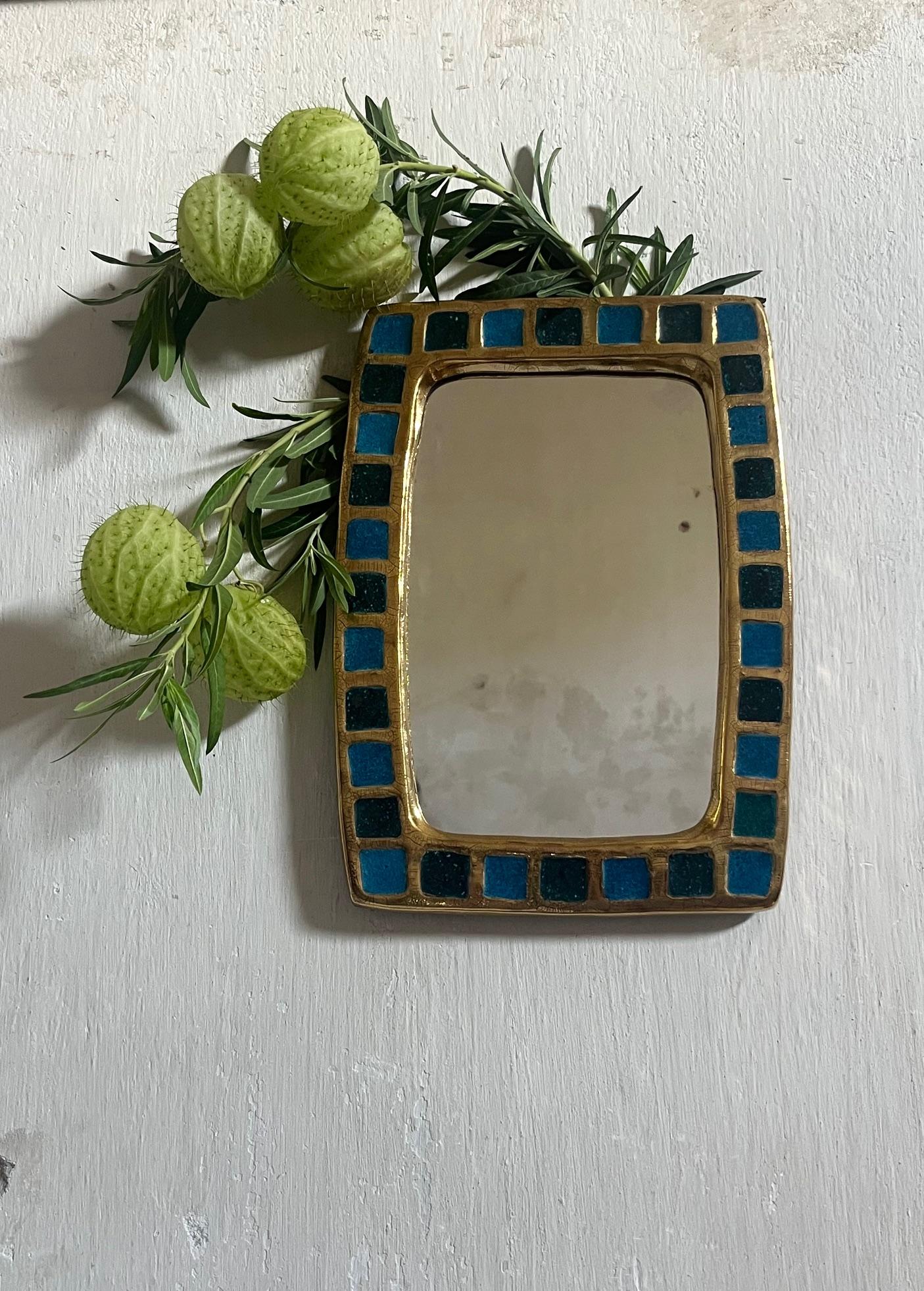 Miroir en céramique et verre cristallisé de Mithé Espelt, Lunel, milieu des années 1950' Bon état - En vente à Paris, Ile-de-France