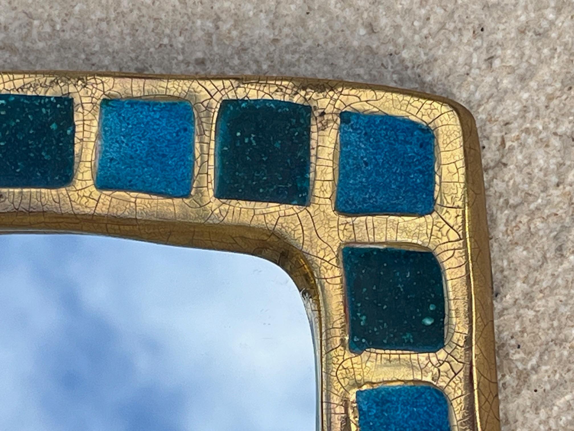 Milieu du XXe siècle Miroir en céramique et verre cristallisé de Mithé Espelt, Lunel, milieu des années 1950' en vente