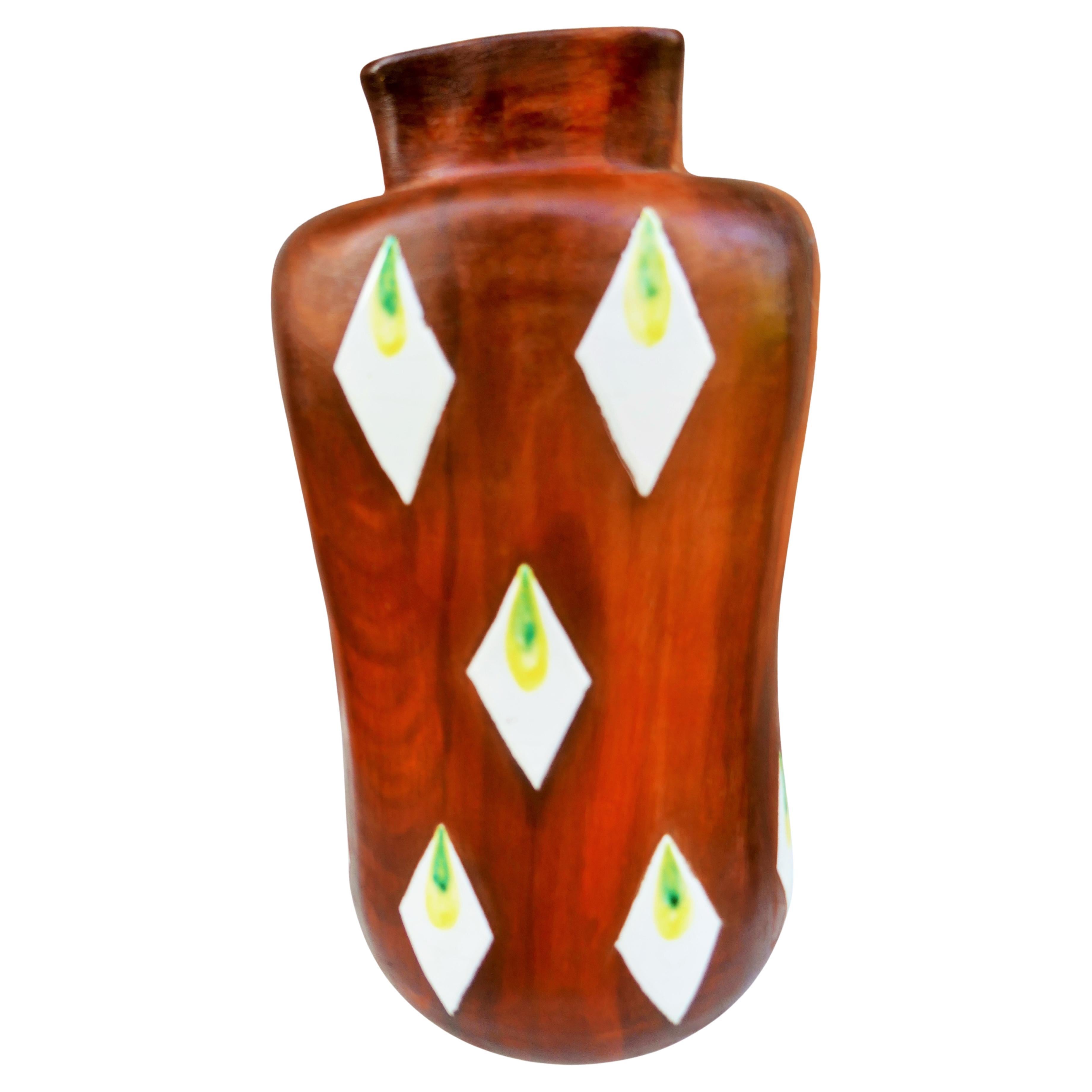 Moderno Ceramic and enamel vase possible Fiamma Roma Ferruccio Palazi in vendita