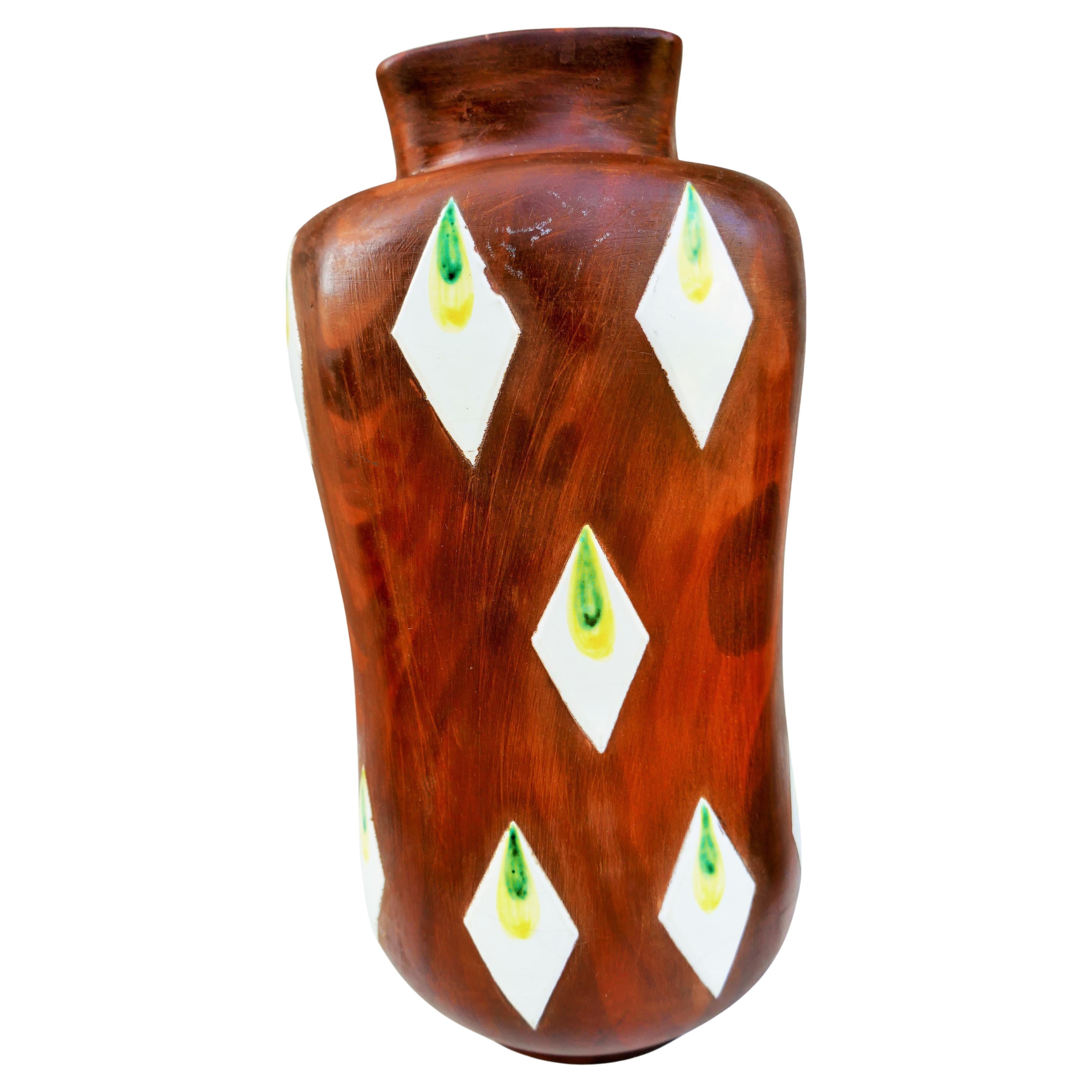 Italian Ceramic and enamel vase possible Fiamma Roma Ferruccio Palazi in vendita