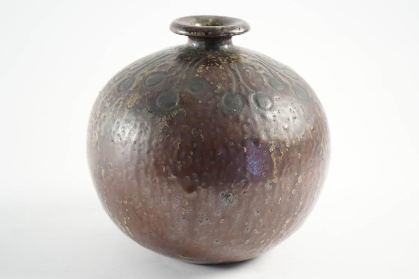 French Ceramic and Enameled Vase Art Deco circa 1930 Signed