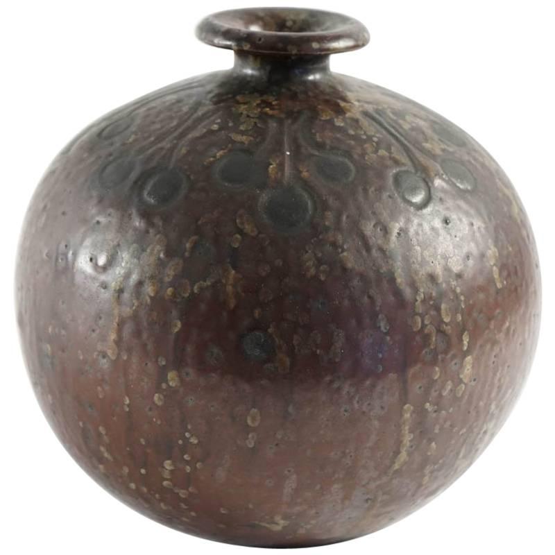 Ceramic and Enameled Vase Art Deco circa 1930 Signed