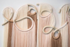 36' x 24" Handmade Ceramic & Fiber Wall Sculpture - Unglazed Stoneware w/ Fringe