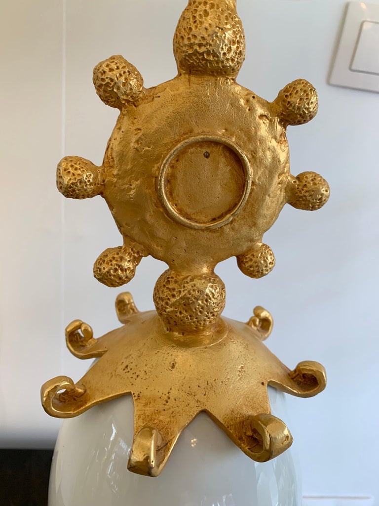 Ceramic and Gilt Metal Sun Lamp by Pierre Casenove for Fondica, France, 1990s For Sale 1
