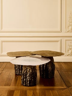 Mesa de cerámica y cristal de S. Leo para Galerie Glustin