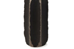 Ceramic and Leather Lamp with Linen Lamp Shade, Gilles Caffier
