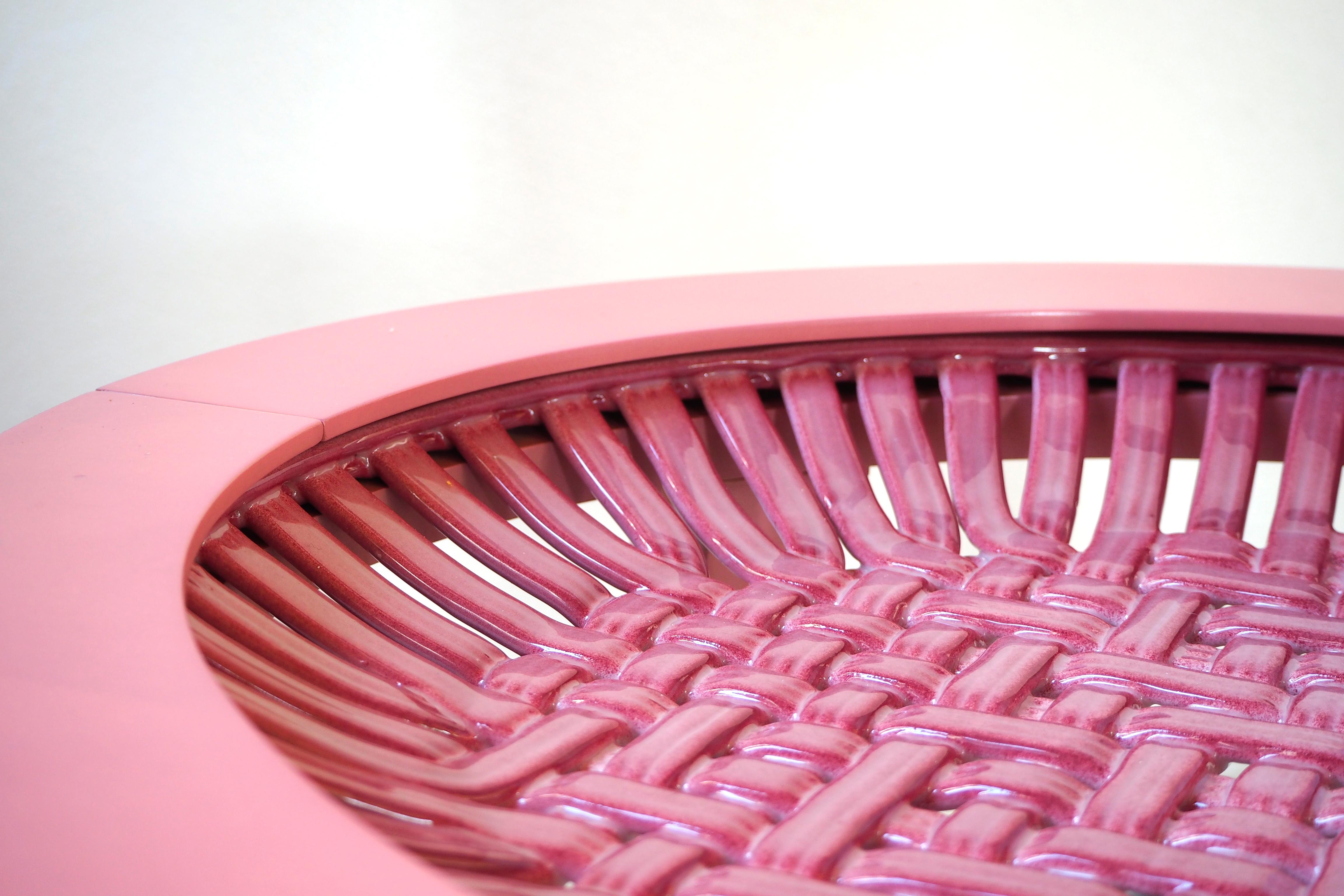 Ceramic and Maple Contemporary Pink Tea Table In New Condition In Geneve, CH