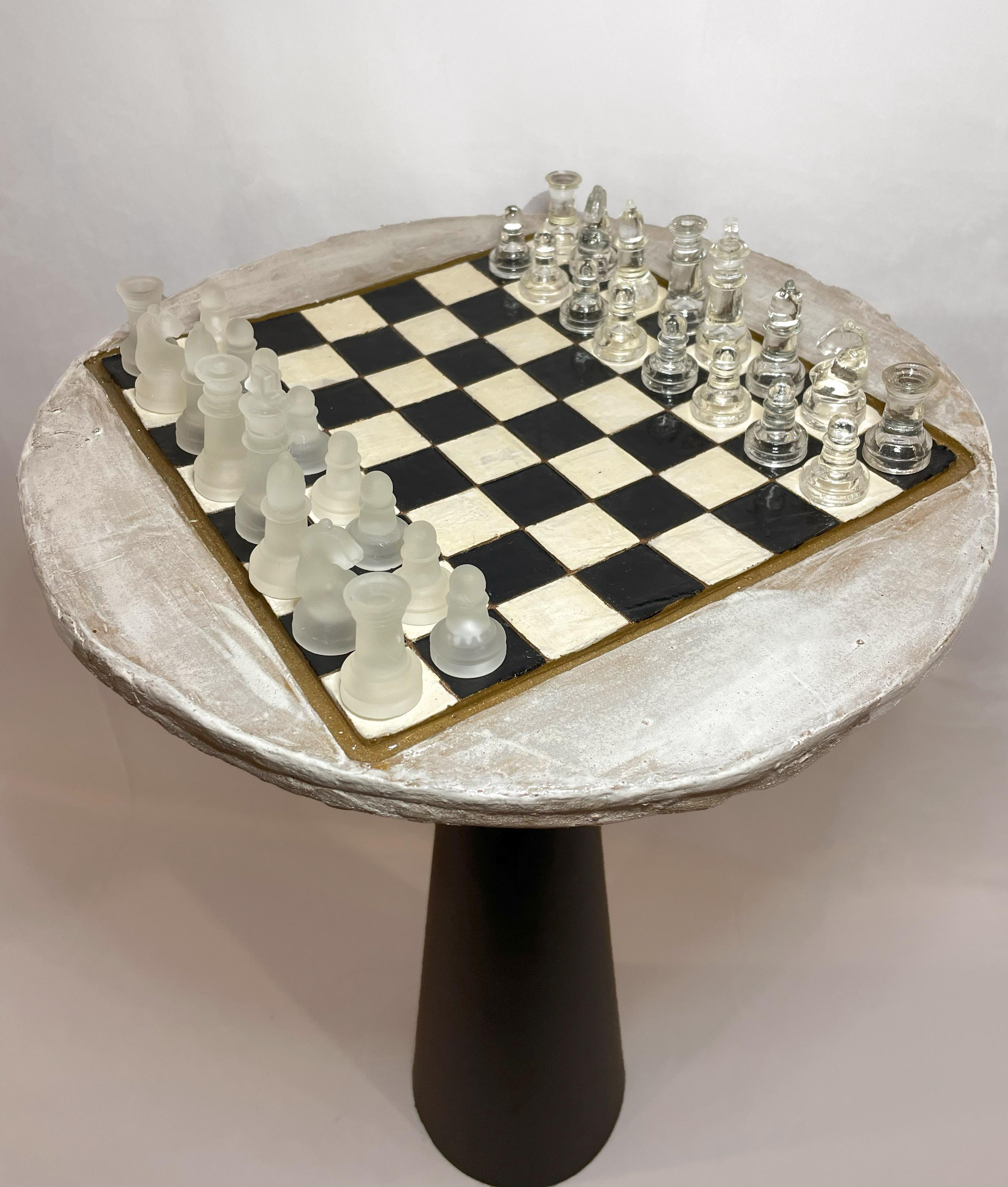 Ceramic and Metal Chess Table In New Condition In New York, NY