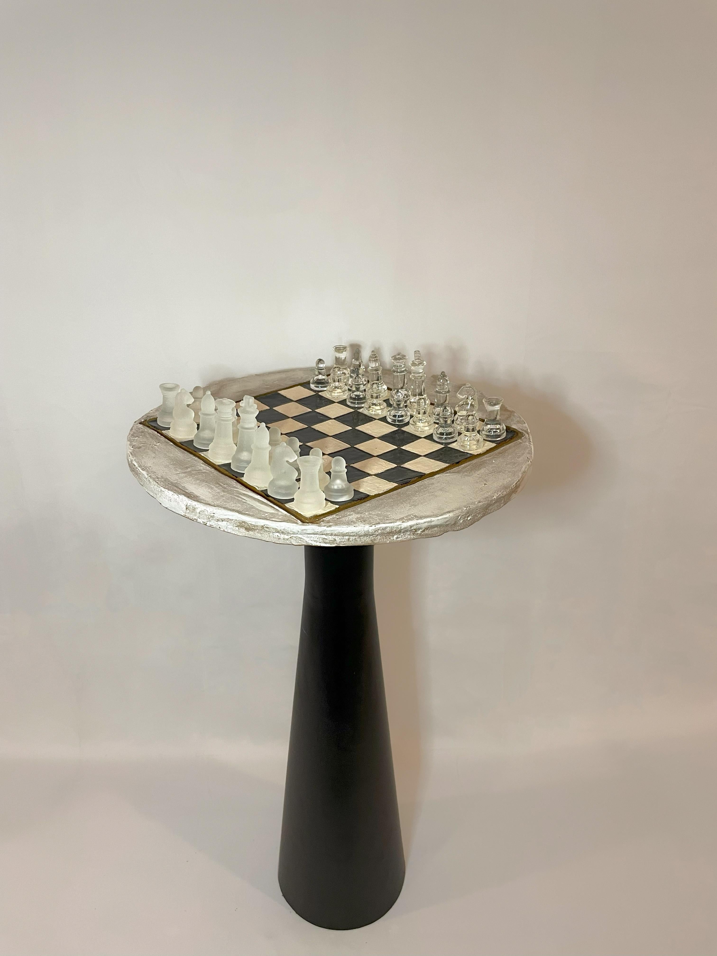 Contemporary Ceramic and Metal Chess Table