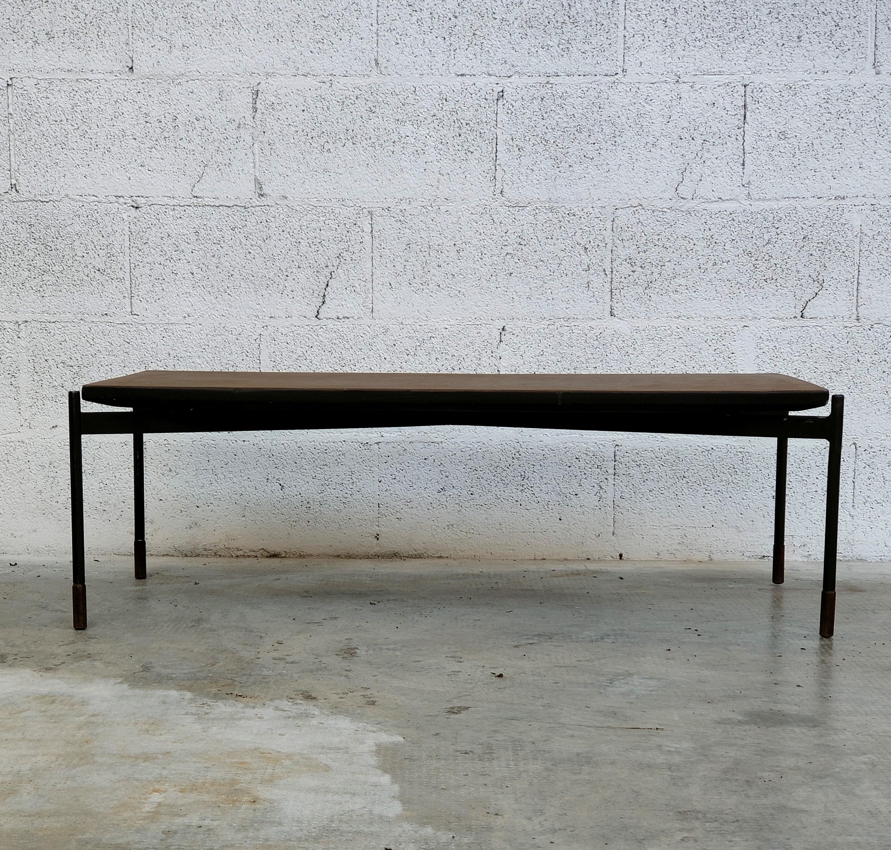 Italian Ceramic and Metal Coffee Table by Stil Keramos 60s For Sale