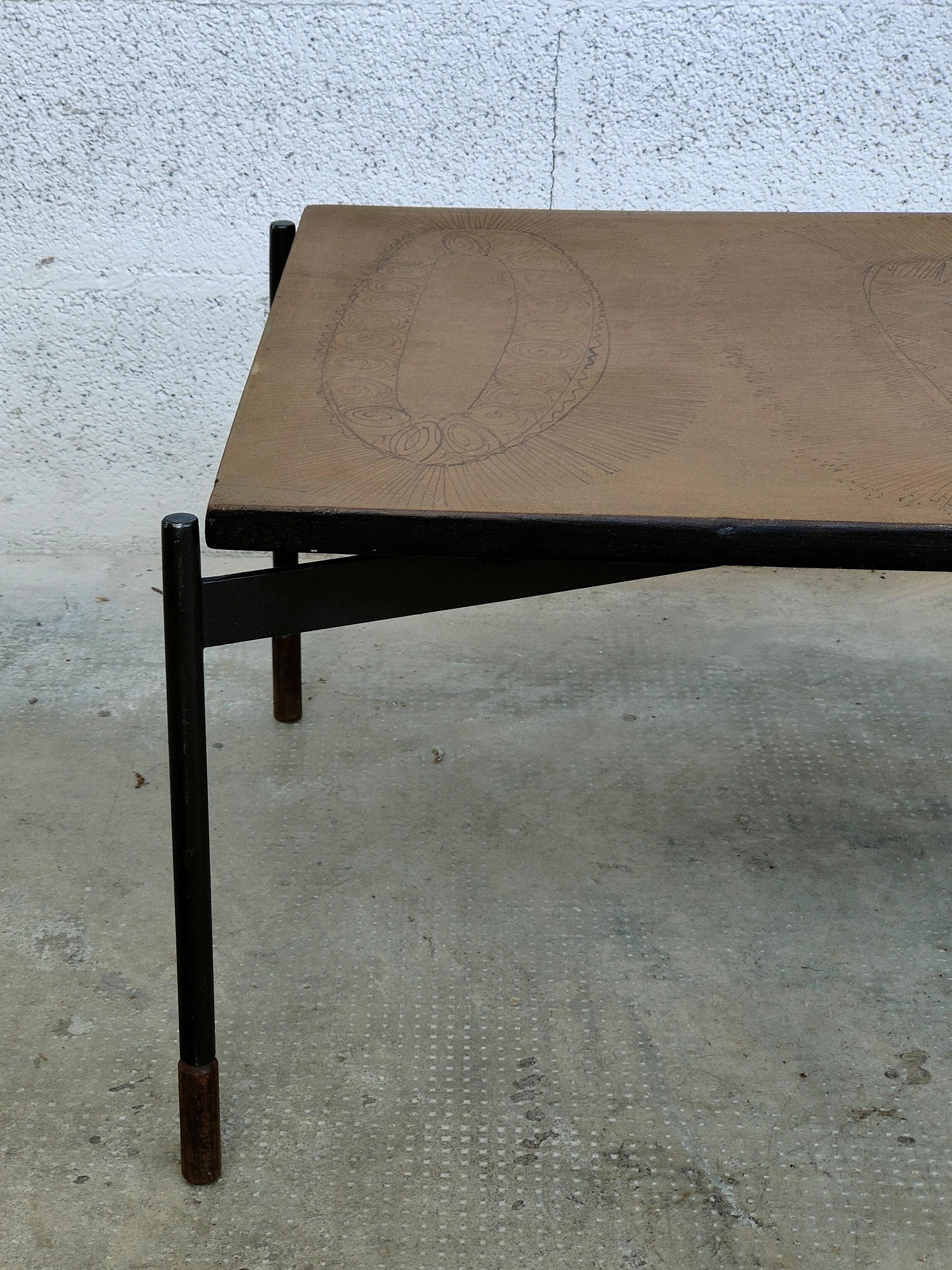 Ceramic and Metal Coffee Table by Stil Keramos 60s For Sale 2