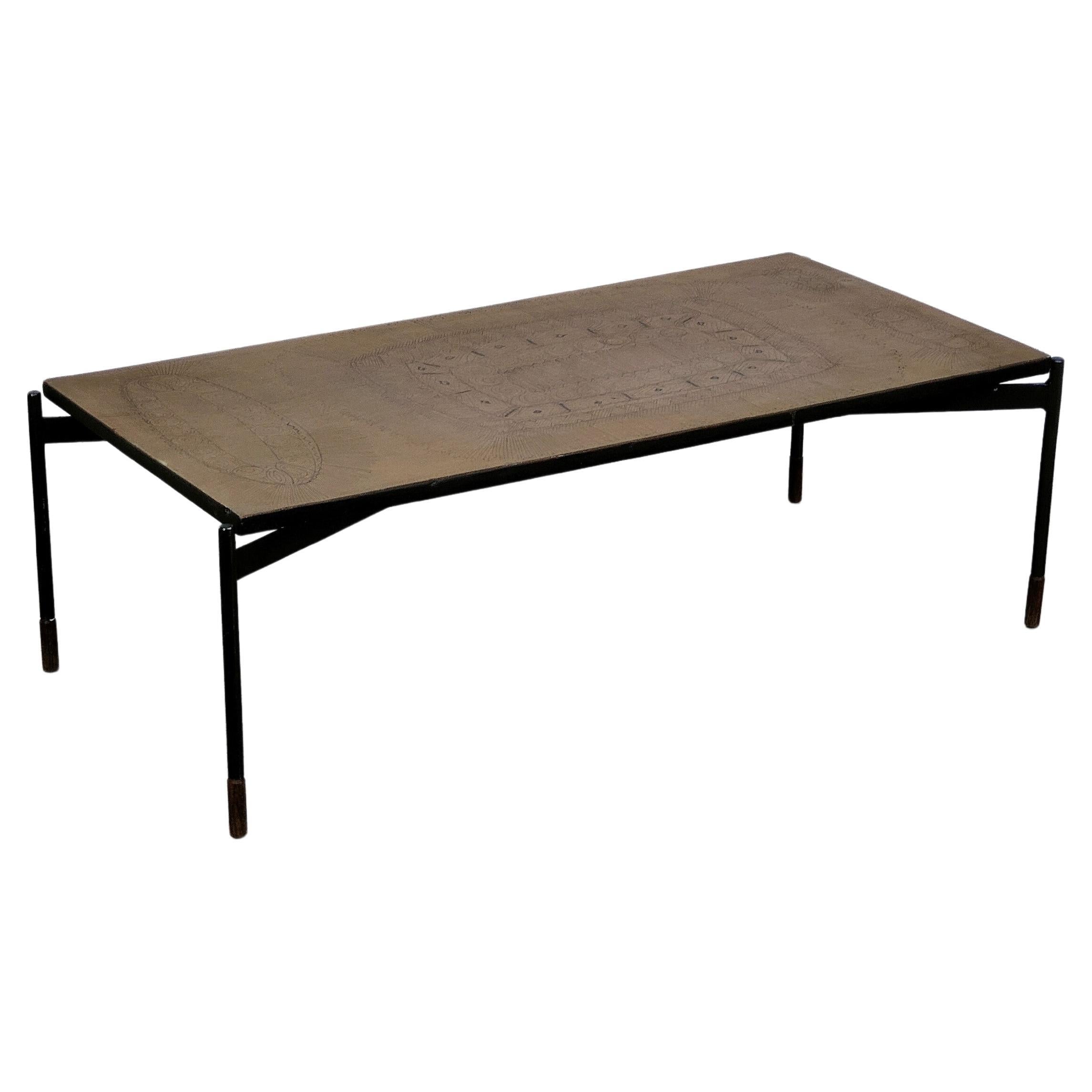 Table basse en céramique et métal de Stil Keramos, années 60