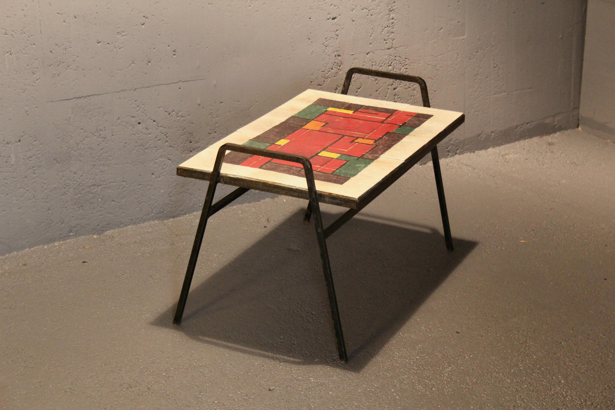 Ceramic and metal side table