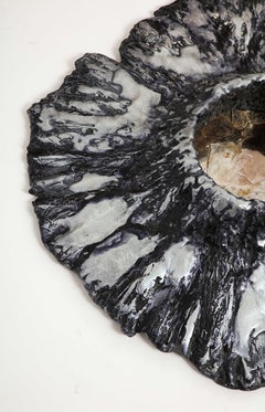 Ceramic and Mica Handmade Sculptural Mirror, 20th C