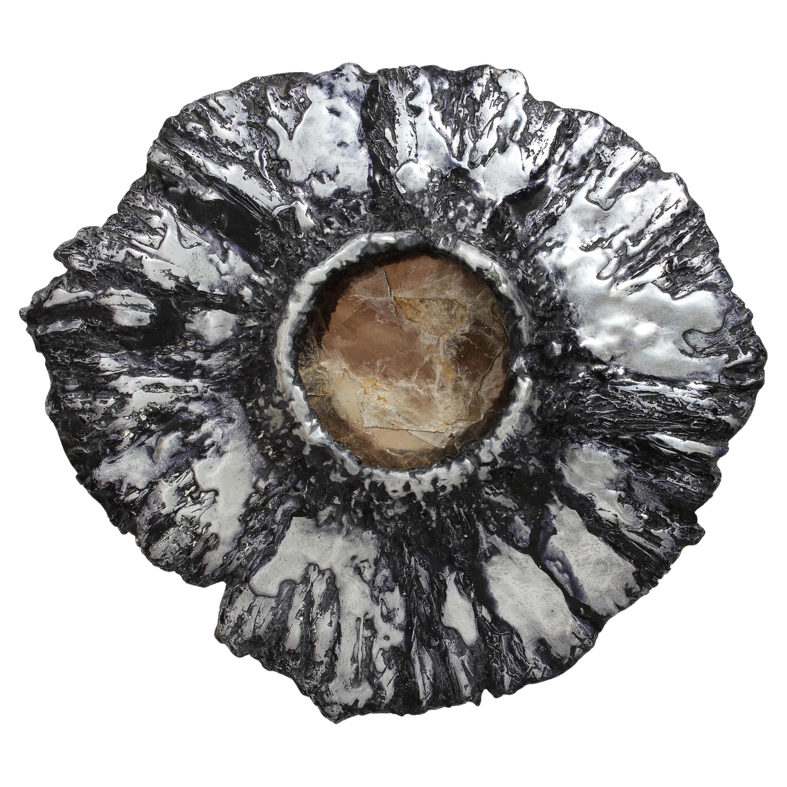 Ceramic and Mica Handmade Sculptural Mirror, 20th C For Sale