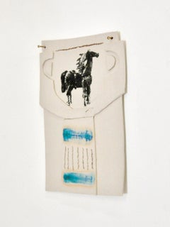 Ceramic and Mixed-Media Vase Collage Wall Hanging with Horse by Alison Owen
