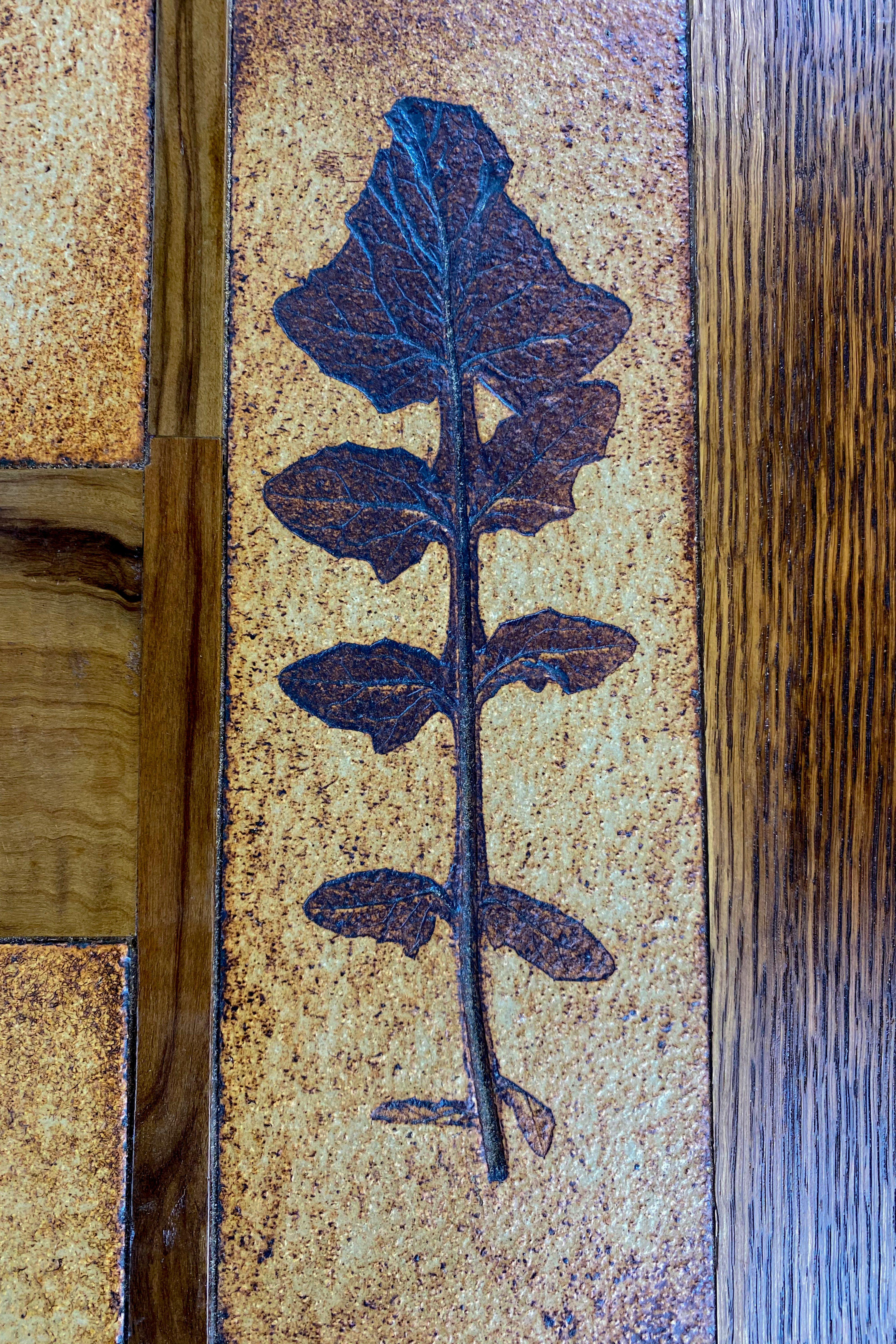 French Ceramic and Oak Desk, circa 1950, France For Sale