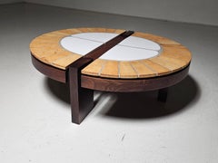 Ceramic and oak wood Eucalyptus Coffee Table by Roger Capron, 1970s