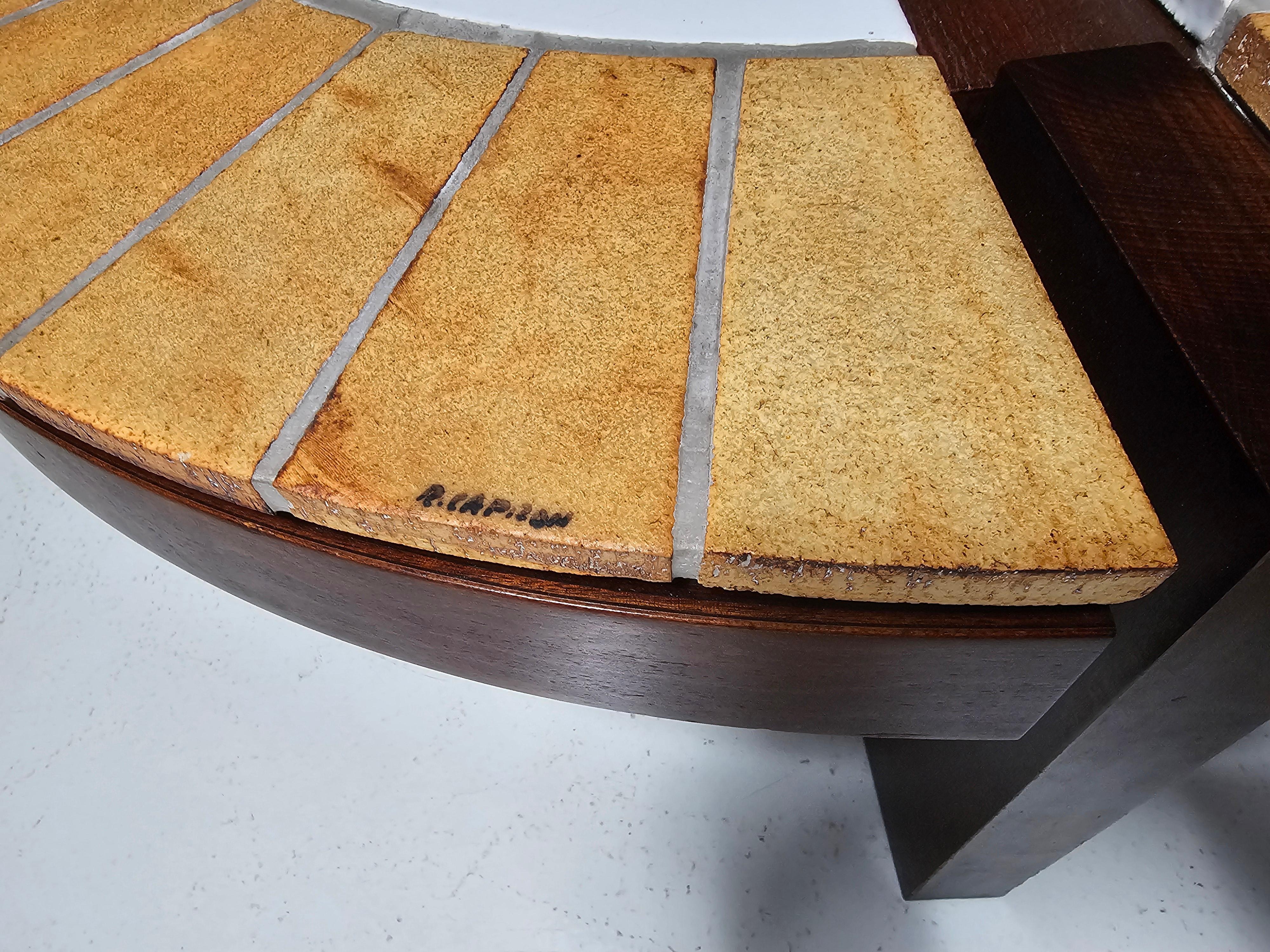 Tavolino in ceramica e legno di quercia Eucalyptus di Roger Capron, anni '70 In condizioni buone in vendita a amstelveen, NL