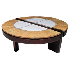 Ceramic and oak wood Eucalyptus Coffee Table by Roger Capron, 1970s