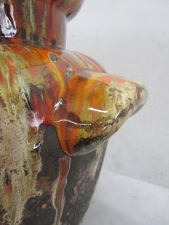 Ceramic and Orange Glaze Drip Lamp