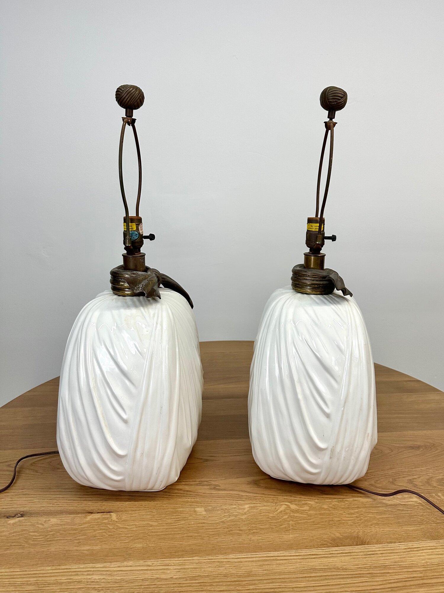 American Ceramic and Patinated Brass Lamps by Chapman For Sale