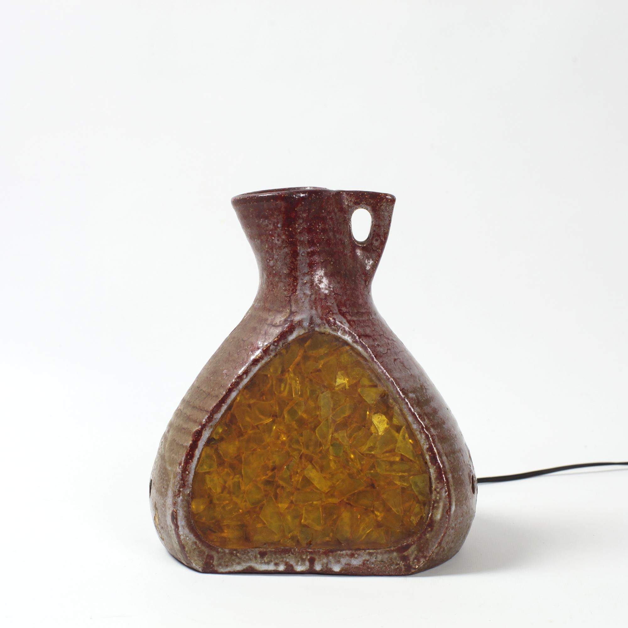 Lámpara De Mesa De Cerámica Y Resina De Accolay Francia Años 60 Moderno de mediados de siglo en venta