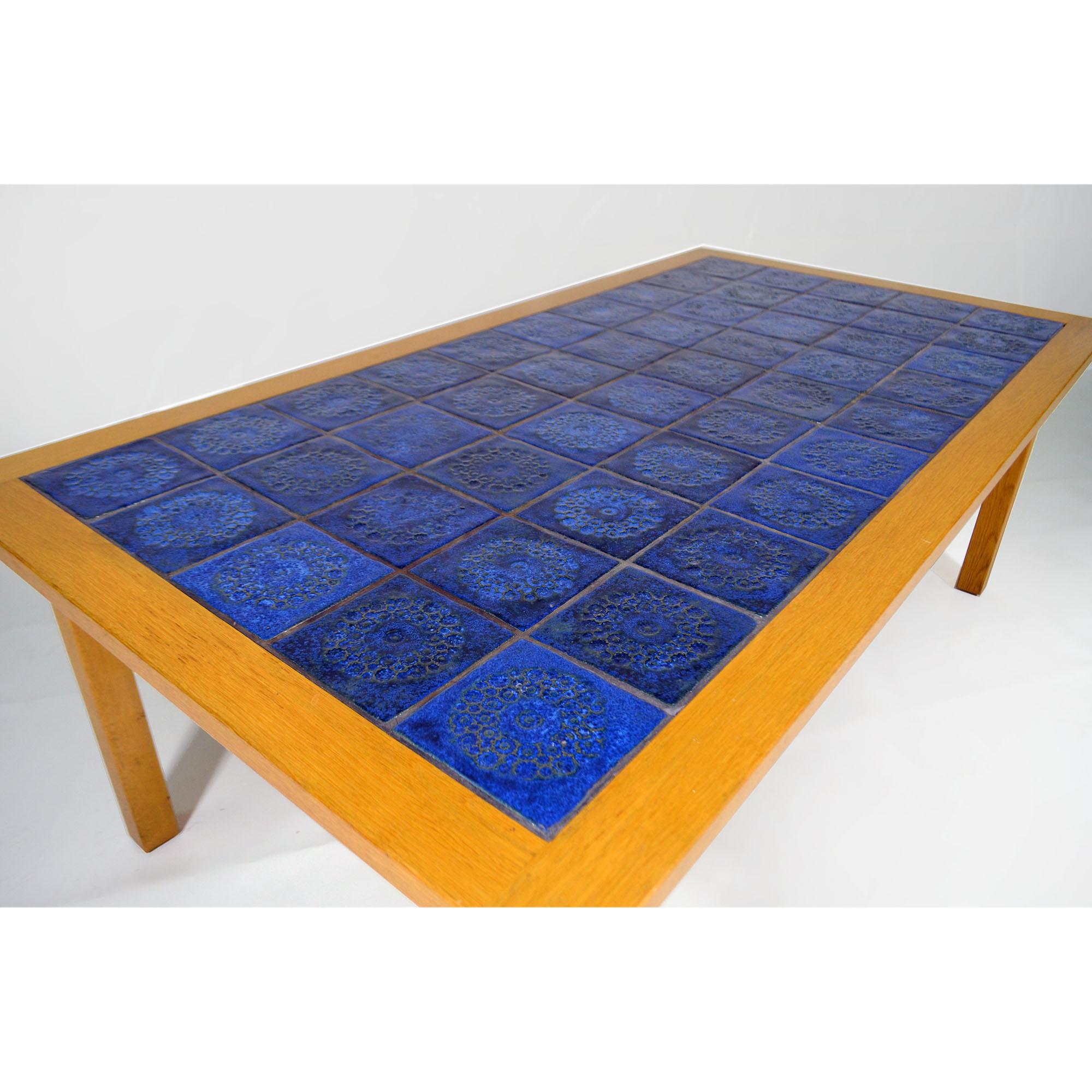 Ceramic and Teak Scandinavian Coffee Table, 1960s For Sale 2