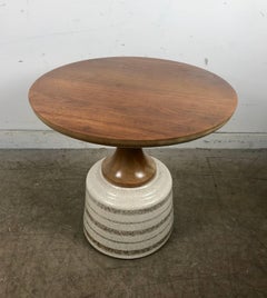 Ceramic and Walnut Side Table by John Van Koert for Drexel