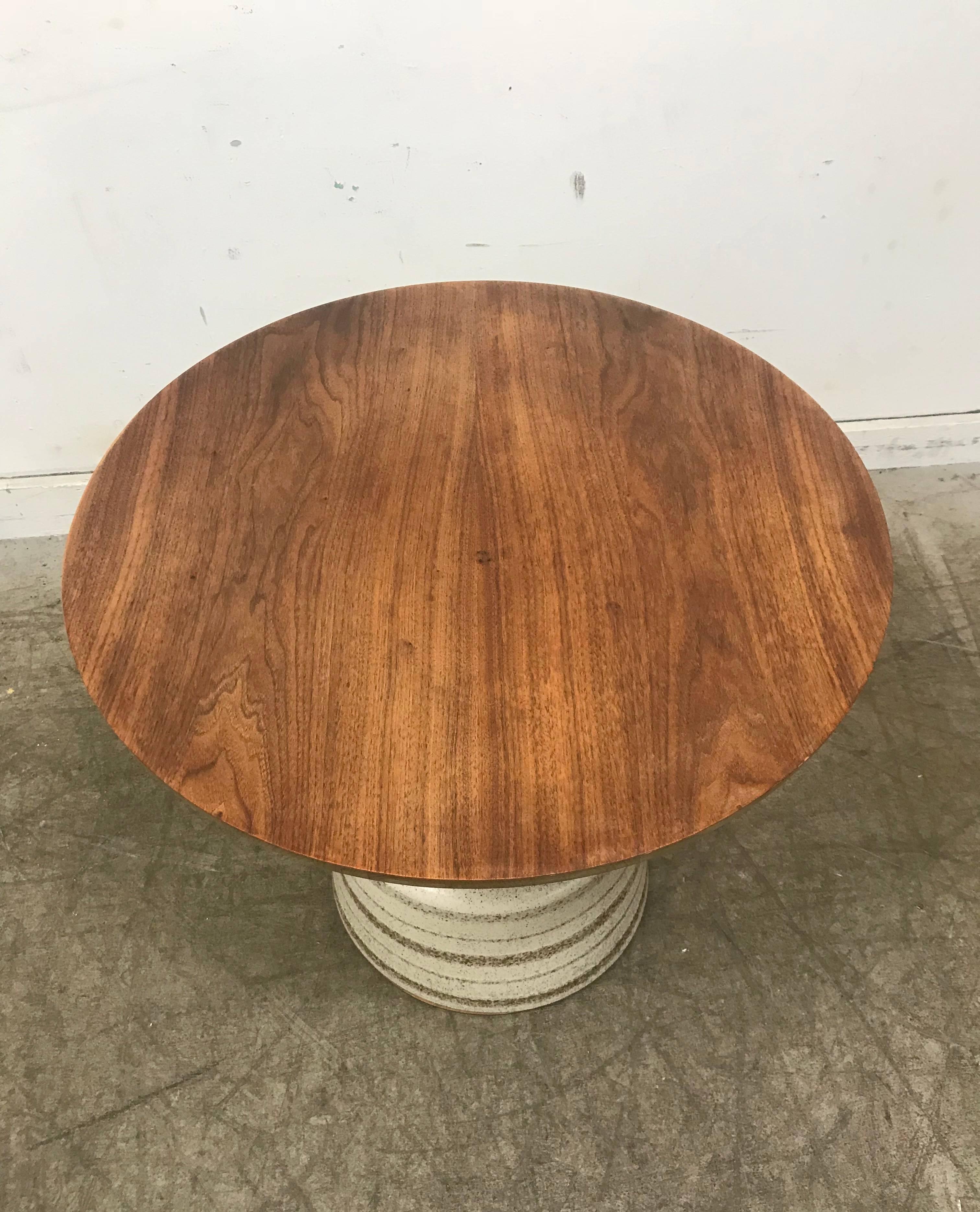 Ceramic and Walnut Side Table by John Van Koert for Drexel 2