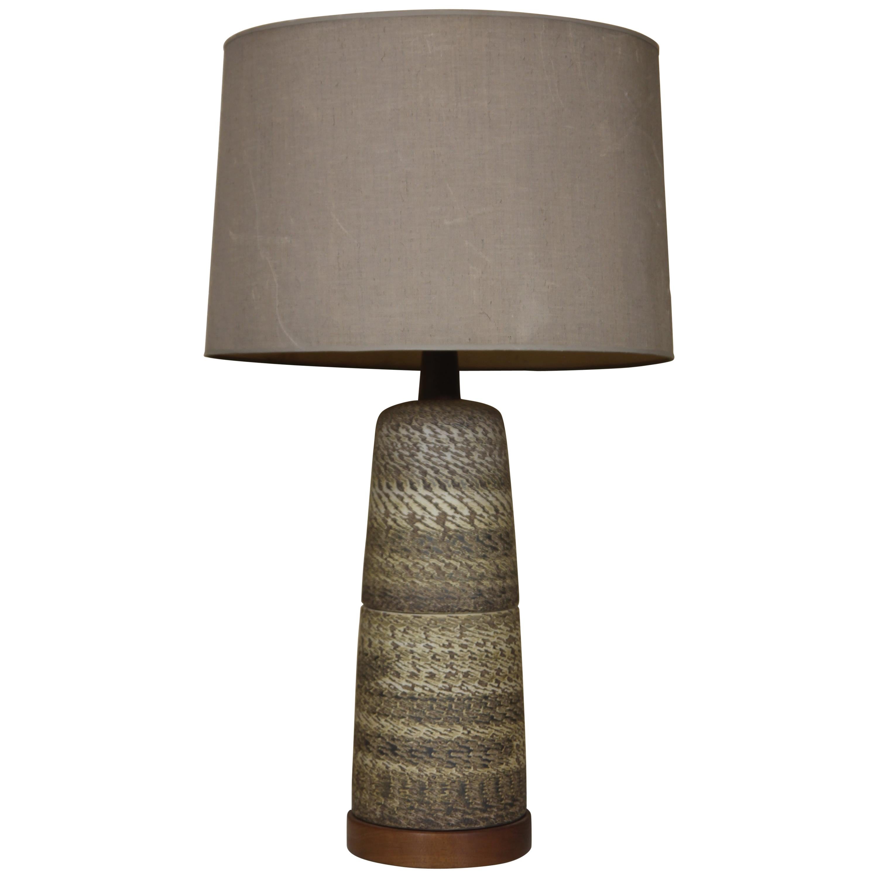 Ceramic and Walnut Table Lamp Designed by Gordon & Jane Martz