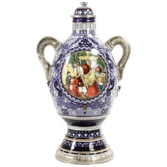 Ceramic and White Metal 
Alpaca
 Base with Hand Painted Mexican Scene