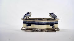 Ceramic and White Metal 'Alpaca' Bird Bowl Centerpiece