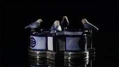 Ceramic and White Metal 'Alpaca' Bird Bowl Centerpiece