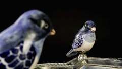 Ceramic and White Metal 'Alpaca' Bird Bowl Centerpiece