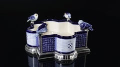 Ceramic and White Metal 'Alpaca' Bird Bowl Centerpiece