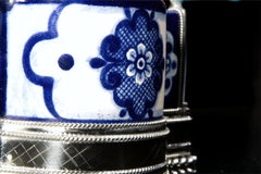 Ceramic and White Metal 'Alpaca' Bird Bowl Centerpiece