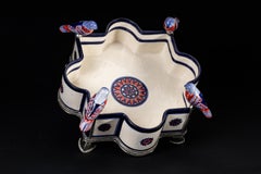 Ceramic and White Metal 'Alpaca' Bird Bowl Centerpiece