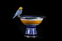 Ceramic and White Metal 'Alpaca' Bird Bowl Centerpiece
