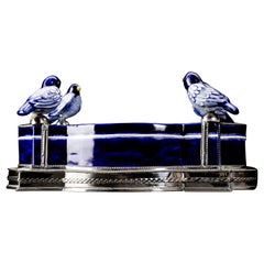 Ceramic and White Metal 
Alpaca
 Bird Bowl Centerpiece