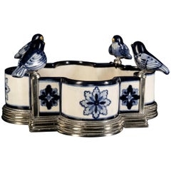 Ceramic and White Metal 
Alpaca
 Bird Centerpiece