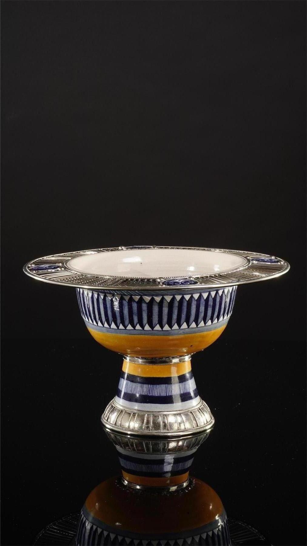 Ceramic and White Metal 'Alpaca' Bowl Centrepiece (Sonstiges)
