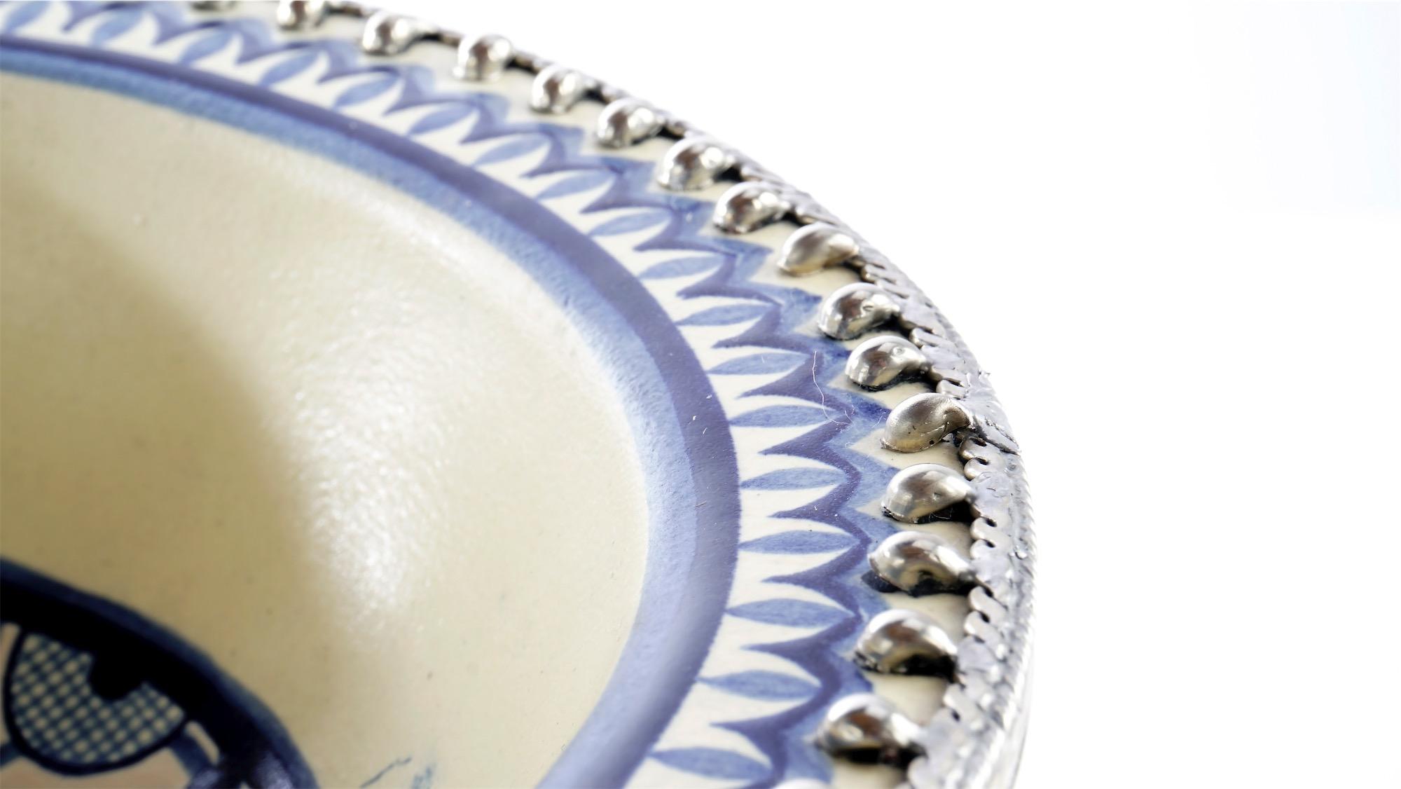 Mexican Ceramic and White Metal 'Alpaca' Bowl Centrepiece