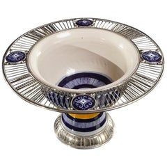 Ceramic and White Metal 
Alpaca
 Bowl Centrepiece
